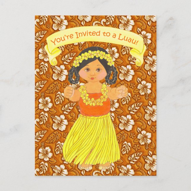 Cartes d'invitation de Luau ~ Hawaii Hula Party (Devant)