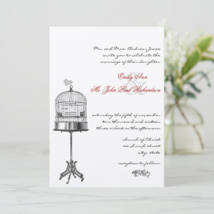 Cartes d'invitation de mariage à cage à oiseaux vi