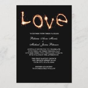 Cartes d'invitation de mariage à étincelles d'amou
