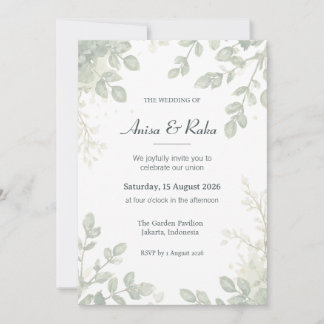 Cartes d'invitation de mariage à la botanique à l'