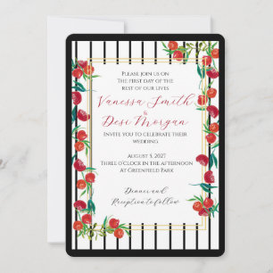 Cartes d'invitation de mariage à la grenade peinte