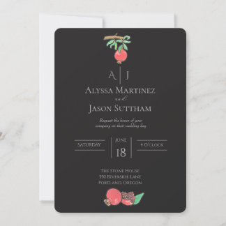 Cartes d'invitation de mariage à la grenade peinte