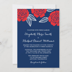 Cartes d'invitation de mariage à la rose rouge et 