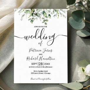 Cartes d'invitation de mariage à la verdure élégan