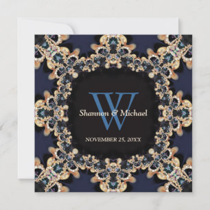 Cartes d'invitation de mariage à monogramme en pie