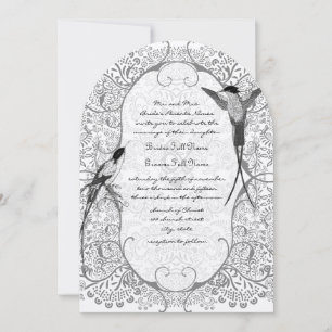 Cartes d'invitation de mariage à motif d'oiseau am
