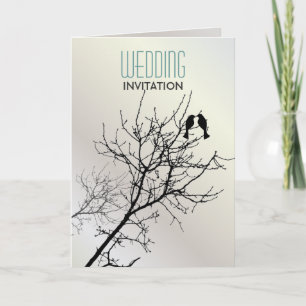 Cartes d'invitation de mariage arbre oiseaux d'amo