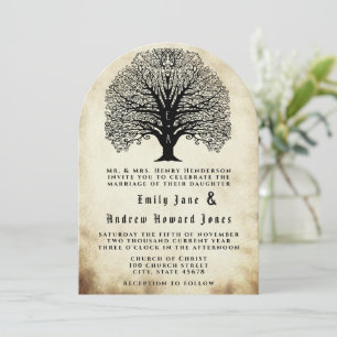 Cartes d'invitation de mariage arbre tourbillon en