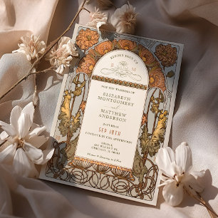 Cartes d'invitation de mariage au pavot orange Art