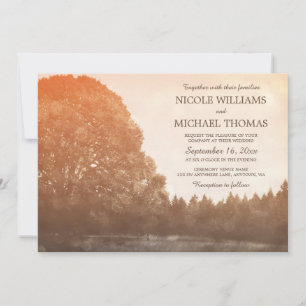 Cartes d'invitation de mariage automnal sous un ch