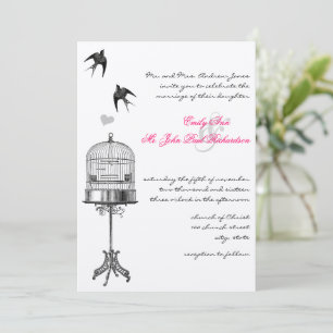 Cartes d'invitation de mariage aux accents roses C
