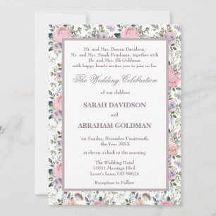 Cartes d'invitation de mariage aux roses pour pare