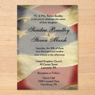 Cartes d'invitation de mariage avec drapeau améric