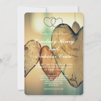 Cartes d'invitation de mariage Bokeh Hearts