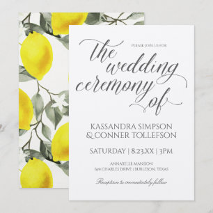 Cartes d'invitation de mariage Branche de Citron