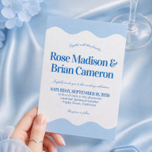 Cartes d'invitation de mariage Cabane Bleue Ondulé