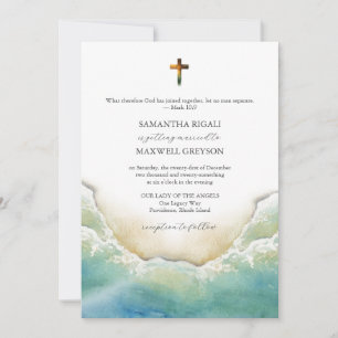 Cartes d'invitation de mariage chrétien à l'aquare