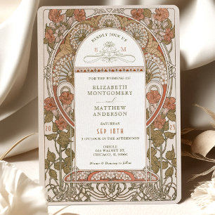 Cartes d'invitation de mariage d'automne Art Nouve