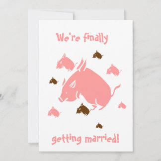 Cartes d'invitation de mariage de cochons volants 