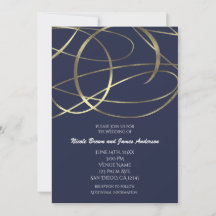 Cartes d'invitation de mariage de couleur or fauss