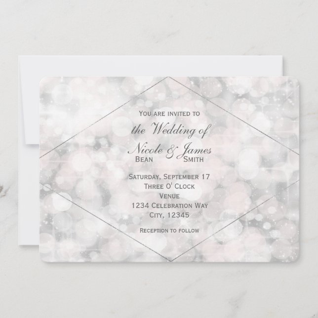 Cartes d'invitation de mariage élégantes et glamou (Devant)