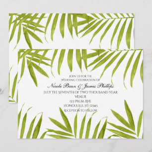 Cartes d'invitation de mariage élégantes feuilles 