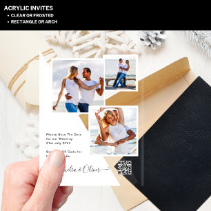 Cartes d'invitation de mariage en acrylique avec c