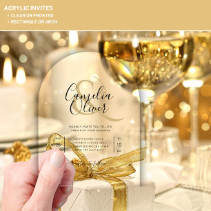 Cartes d'invitation de mariage en acrylique avec i