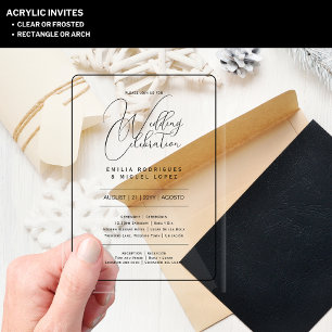 Cartes d'invitation de mariage en acrylique avec i