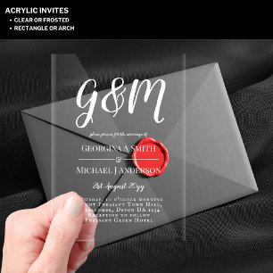 Cartes d'invitation de mariage en acrylique avec i