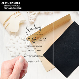 Cartes d'invitation de mariage en acrylique avec i