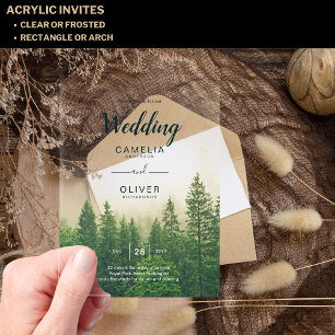 Cartes d'invitation de mariage en acrylique de for