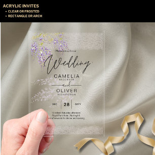 Cartes d'invitation de mariage en acrylique Fleurs