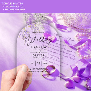 Cartes d'invitation de mariage en acrylique Fleurs