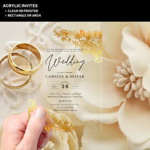 Cartes d'invitation de mariage en acrylique Laque