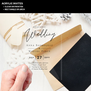 Cartes d'invitation de mariage en acrylique minima