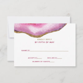 Cartes d'invitation de mariage en agate dorée rose