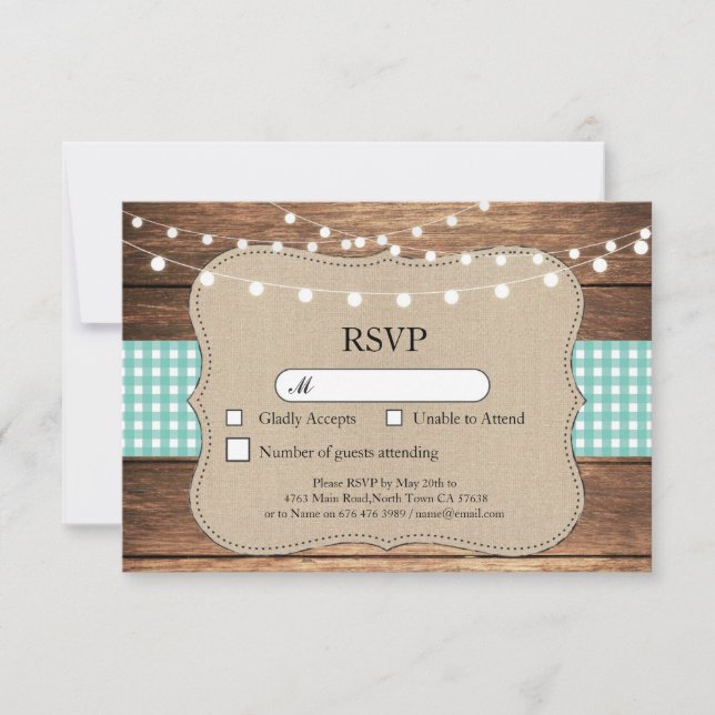 Cartes d'invitation de mariage en bois teintes sar (Devant)
