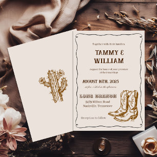 Cartes d'invitation de mariage en bottes country w