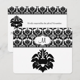 Cartes d'invitation de mariage en damas noir et bl