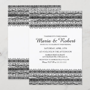 Cartes d'invitation de mariage en dentelle florale