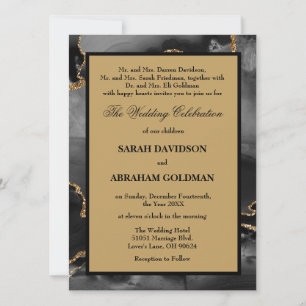 Cartes d'invitation de mariage en or pour parents