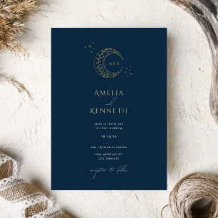 Cartes d'invitation de mariage en papier doré à mo