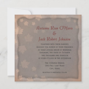 Cartes d'invitation de mariage Feuille d'automne B