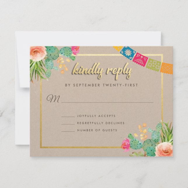 Cartes d'invitation de mariage Fiesta assorties (Devant)