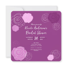 Cartes d'invitation de mariage floral mauve violet