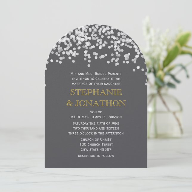 Cartes d'invitation de mariage Gray and Yellow Sho (Debout devant)