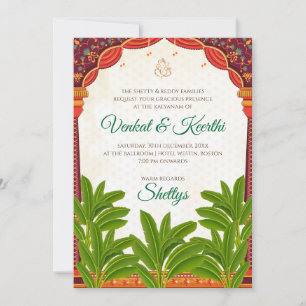 Cartes d'invitation de mariage numériques sud-indi