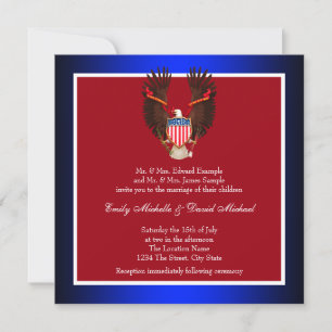 Cartes d'invitation de mariage patriotiques rouge,
