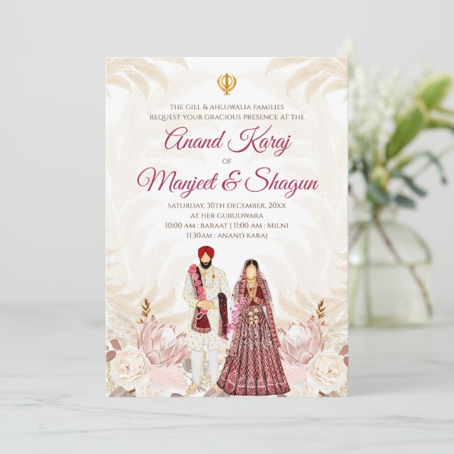 Cartes d'invitation de mariage punjabi & Anand Kar (Debout devant)